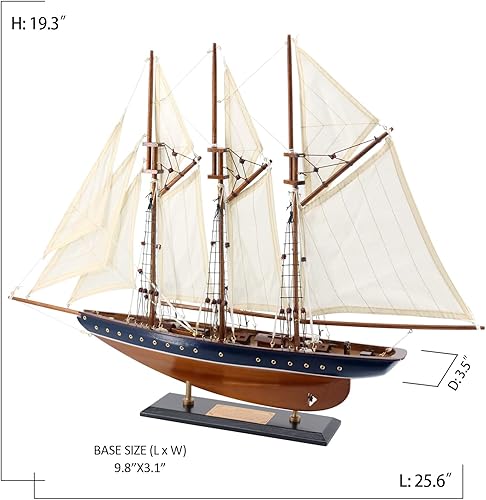 Miniatura 2 de NAUTIMALL 25 "velero de madera modelo velero yate atlántico goleta escala réplica náutica decoración del hogar exhibición colección embarcación