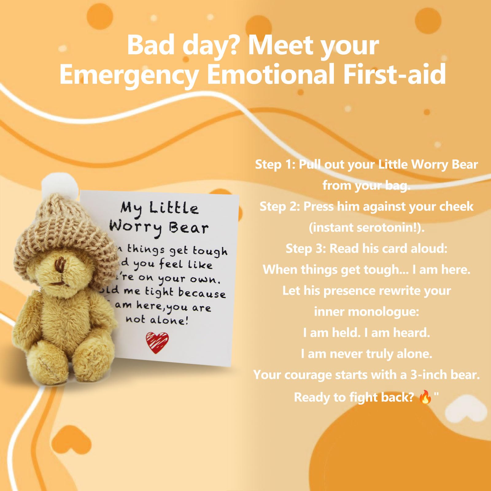 Kenmohuo My Little Worry Bear in a Box, Mini Worry Bear Hug in a Box with Inspirational Card - Image 4