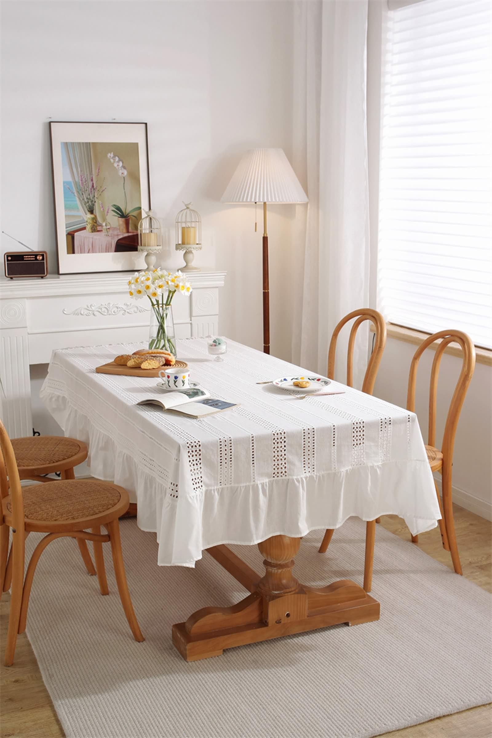 Tovaglia di Cotone Rettangolare, Tovaglie 150 x 180 cm Increspato Svuotato Tovaglia per La Decorazione della Casa CucinaBiancoStile 1