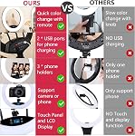 19 inch LED Ring Light LCD Display Touch Screen with Tripod Stand Dimmable Makeup Ring Light for Studio Portrait YouTube Vlog Video Shooting with Remote Controller, CRI>90