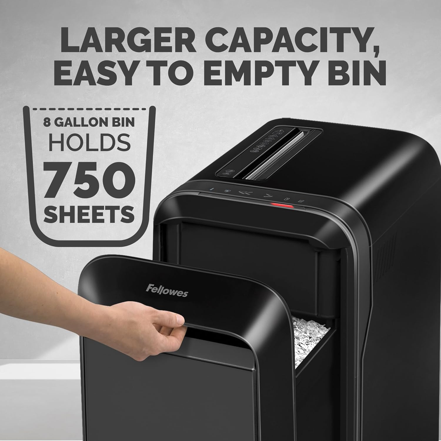Fellowes Powershred LX220 wastebin capacity and emptying