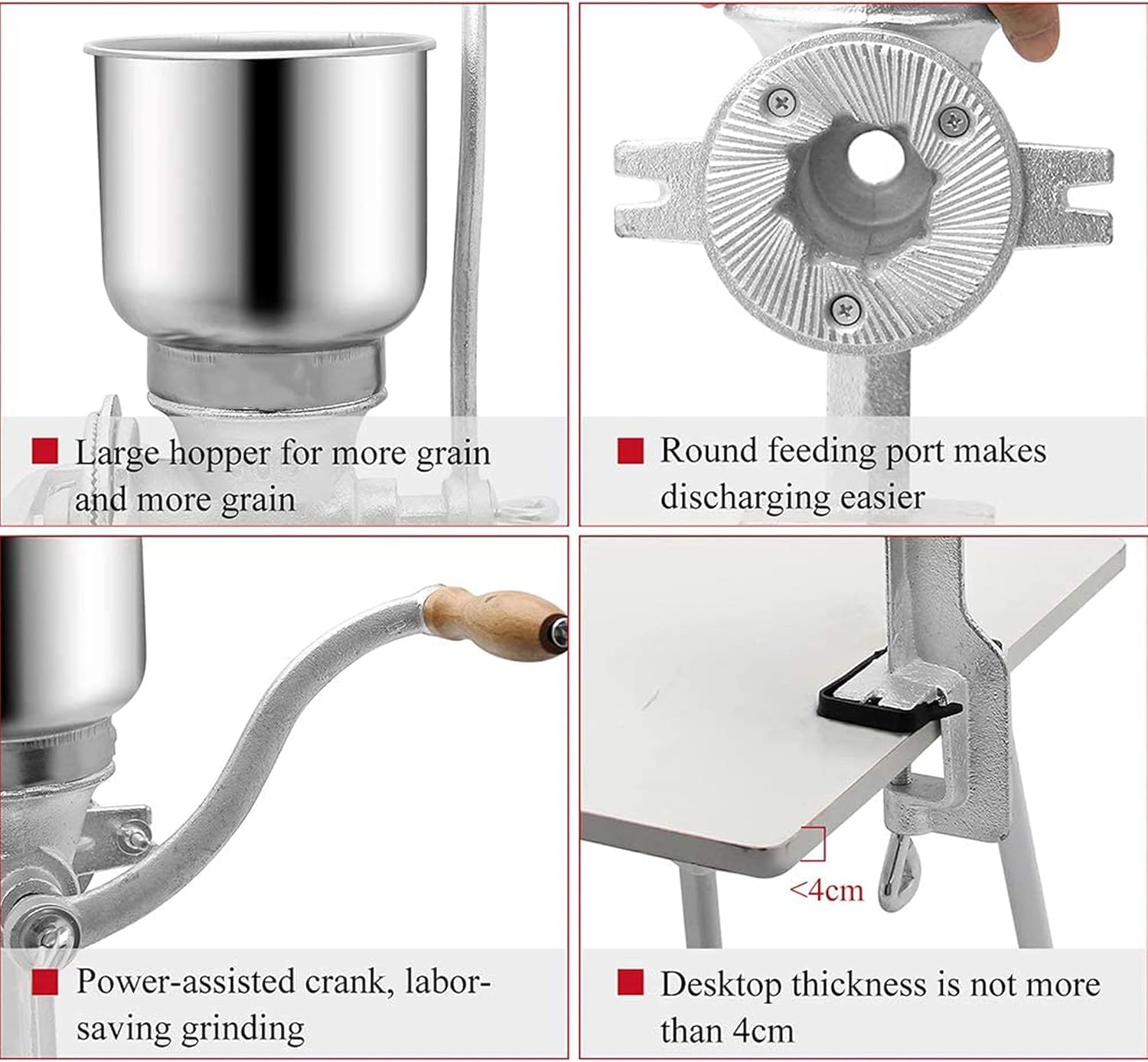 Molinillo manual de grano para malta ajustable de manivela para elaborar cerveza, maíz, café, trigo, hierbas, acero inoxidable de alta calidad