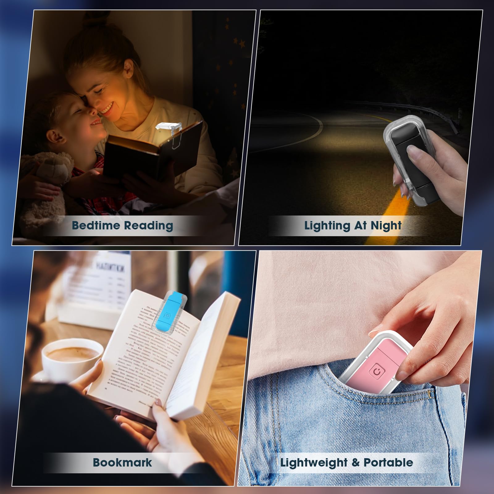VZZNN Leselampe, wiederaufladbares Buchlicht zum Lesen im Bett, Clip-On-Buchlichter mit 3 Farbtemperaturen, Geschenk für Buchliebhaber, Kinder, Erwachsene, Weiß, 24 Stück