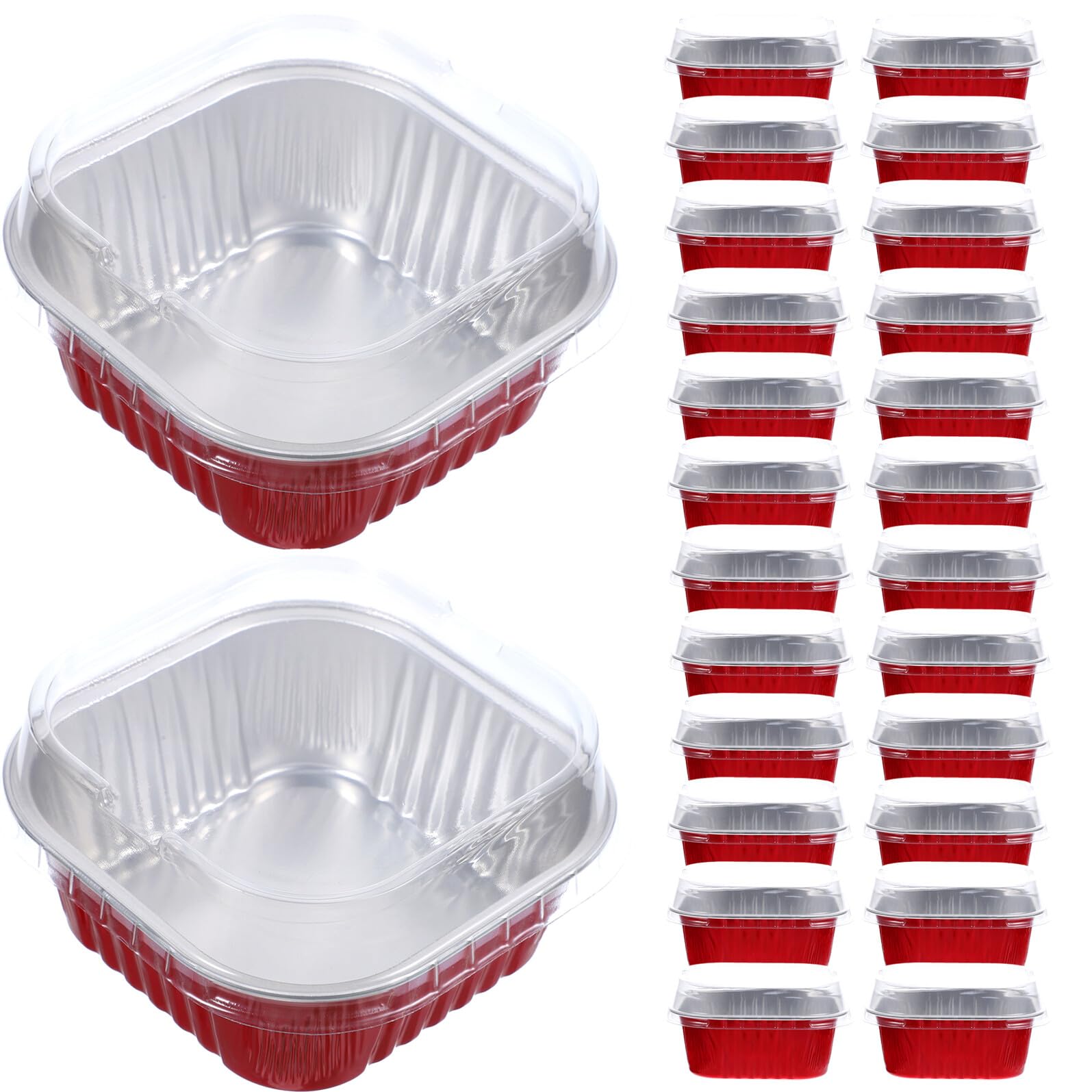 Gatuida Set da 40 Scatole per Torte in Alluminio 300Ml Coperchio Alto Rosso Contenitori per Dolci da Forno Resistenti Alte Temperature Confezioni Alimentari Multifunzione per Picnic