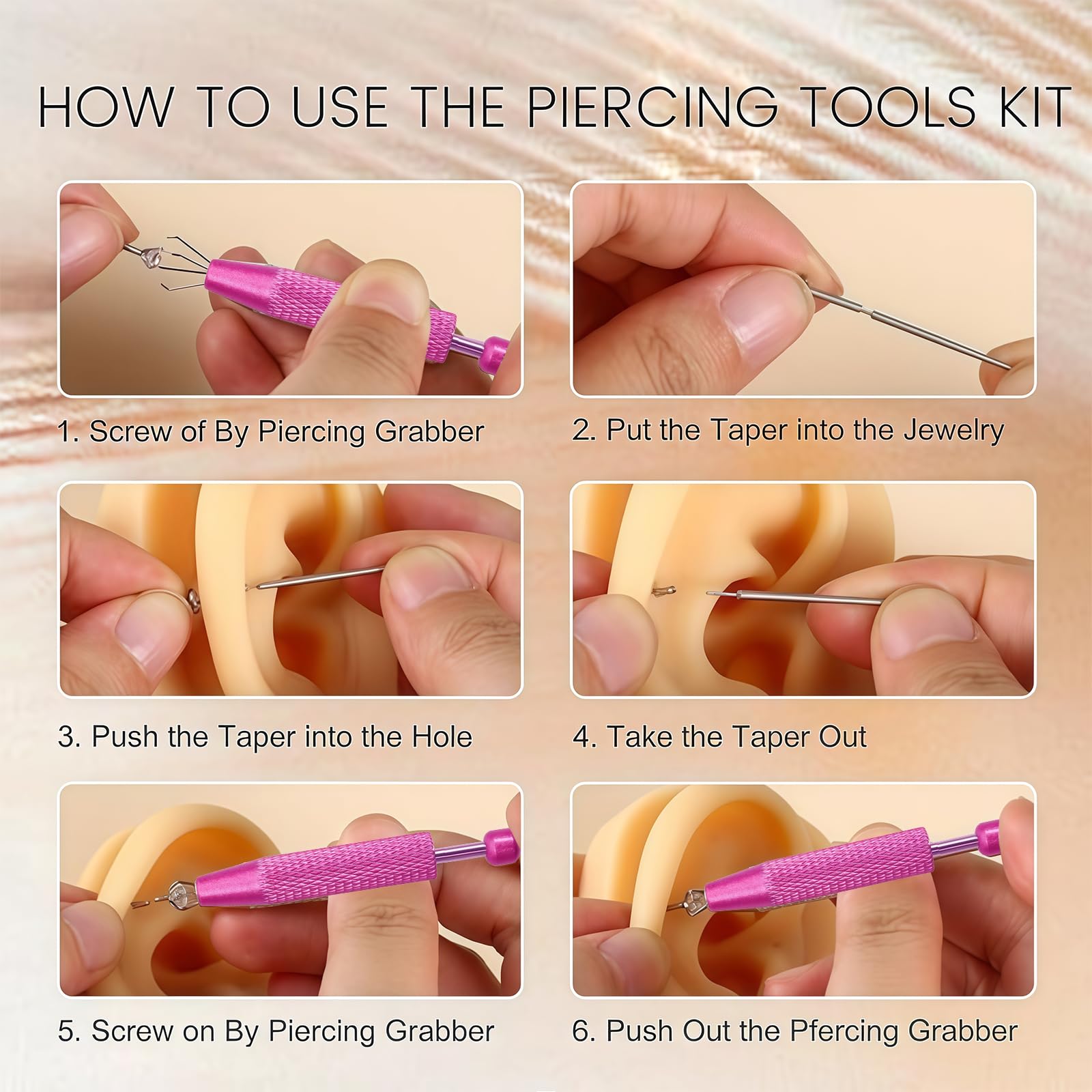 Set di Pinze per Piercing da, Strumento di Apertura per Sfere di Piercing, Accessori per Piercing a Orecchio e Naso