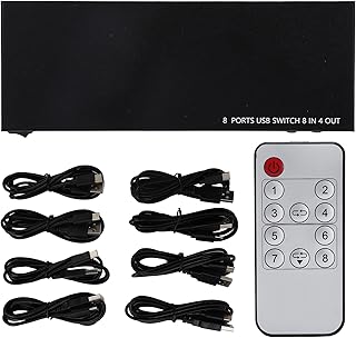 High Definition Multimedia Inteface Switcher, 4W Stable Transmission KVM Switcher 3840x2160 Resolution 8 in 4 Out for Home