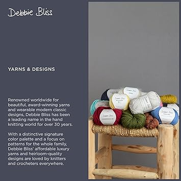 Debbie Bliss 100% Cotton DK Yarn 1.76oz (50g), 92 Yards (84m) - White Color Light Worsted Wool for Crochet, Knitting - Machine Washable, Soft Double Knit Yarn for Clothes, Defined Stitches
