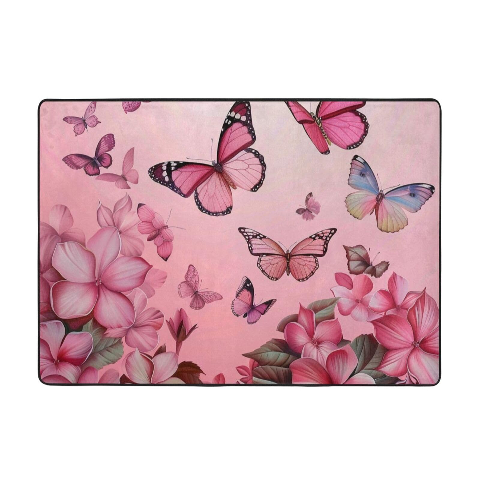 Tapis imprimé papillons motif géant 203x147 cm idéal pour salon et salle à manger