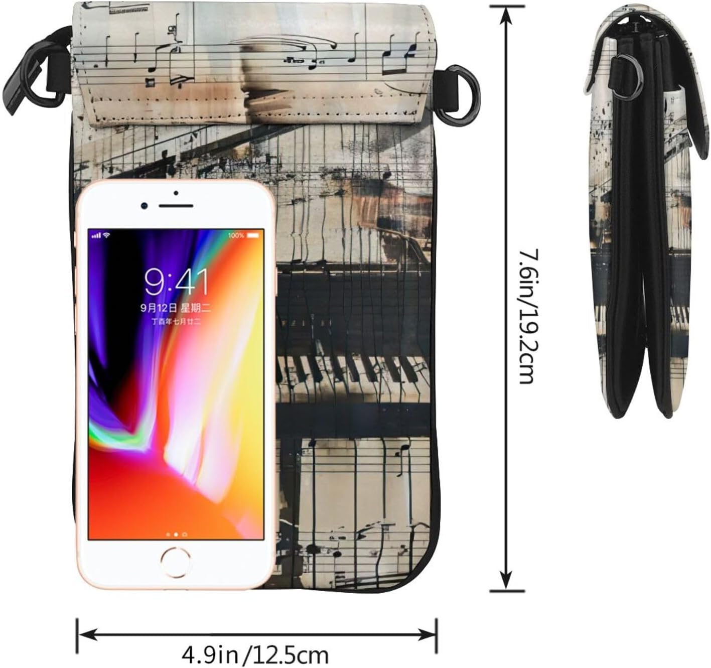 Sheet Music Print Women Mini Shoulder Bag Stylish Phone Case Lightweight Travel Everyday Use Gifting image 3