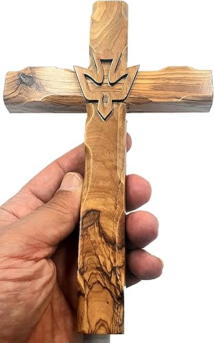 Zuluf 7.8 "Cruz de paloma de madera de olivo colgante de pared cristiano espíritu santo tallado Jerusalén regalo dormitorio decoración CRS019