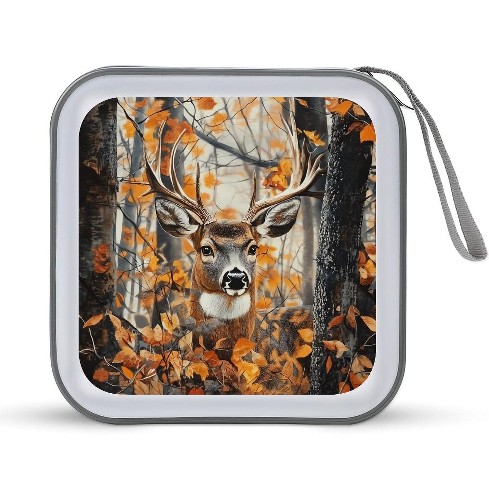 Camouflage Forests Deer CD Case Plastic DVD Case Holder Wallet Disc Storage Organizer for Car Travel