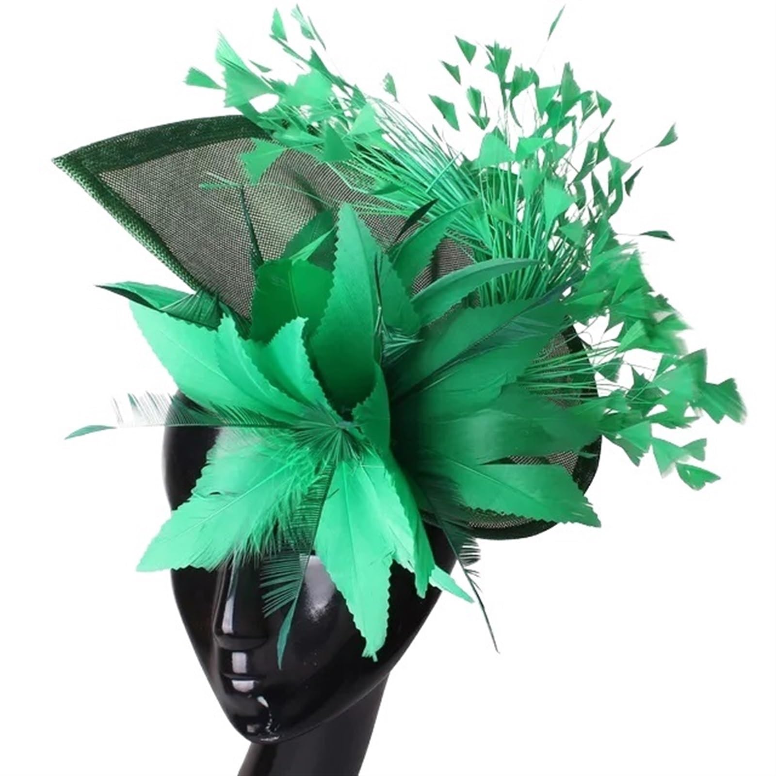 UALXPAO Wedding Hats Gorgeous Fascinator Hat With Clips Elegant Women Fancy Feathers Wedding Hats Bridal Hair Accessories Lady Millinery for Tea Party,Weddings(Green)