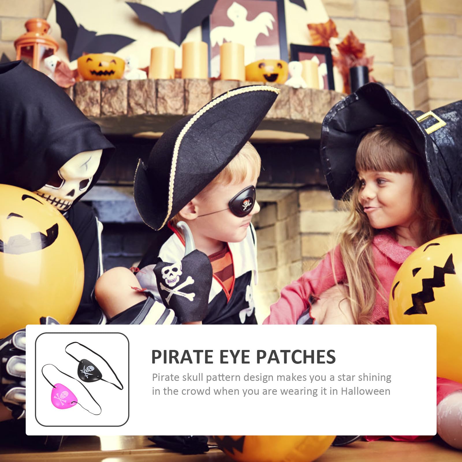 SOLUSTRE 100 Stück Einäugige Piraten Augenklappe aus Kunststoff mit Totenkopf Muster Bequem und Leicht für Halloween Party und Cosplay Erwachsene