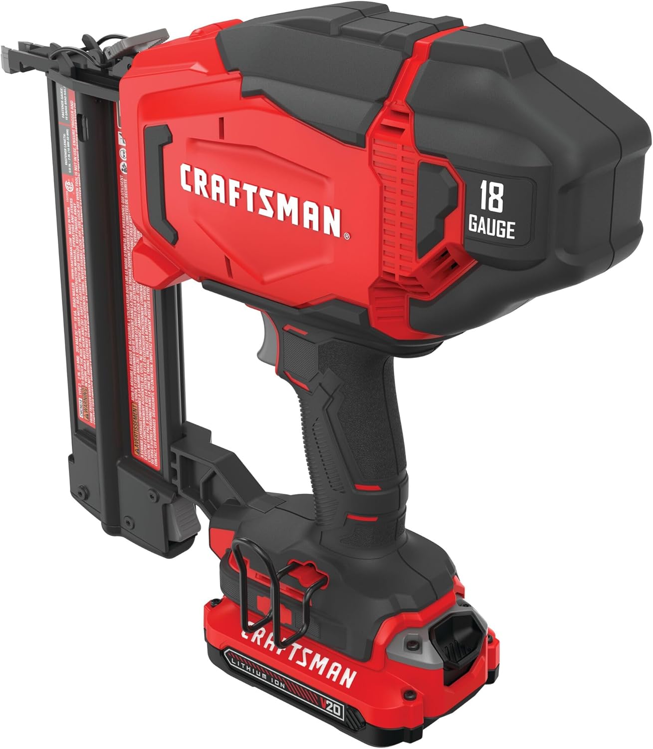 CRAFTSMAN V20 Cordless Brad Nailer, 18 Gauge Nail Gun, with Battery and Charger (CMCN618C1)