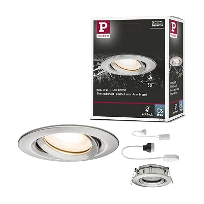 Paulmann 93662 Encastrés Premium Nova, IP65, orientable, max. 1x35W, GU10/GU5,3, 51mm, Acier brossé/Alu, 936.62