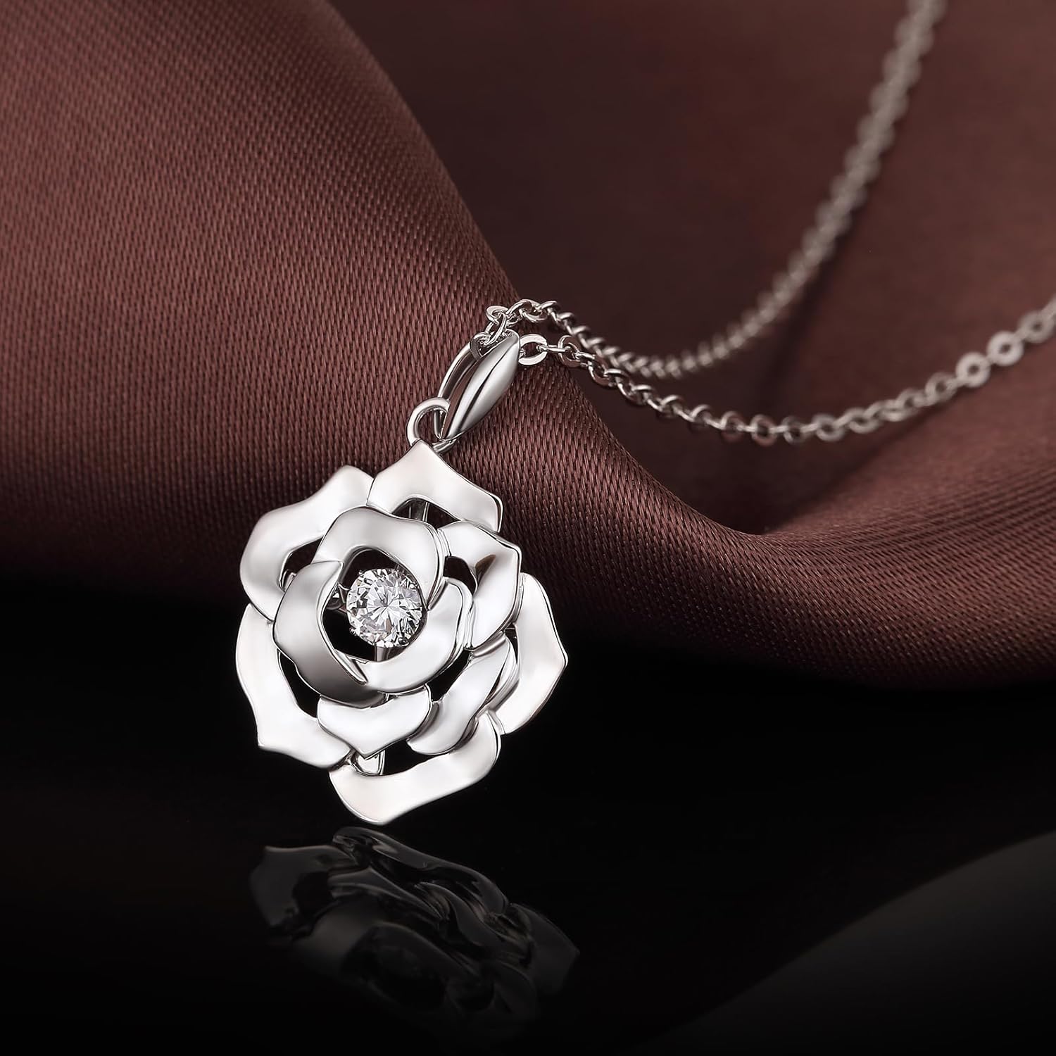 jiamiaoi Rose Necklace 925 Sterling Silver Necklace for Women, Mtohers Necklace Womens Jewelry Gift for Her - Image 5