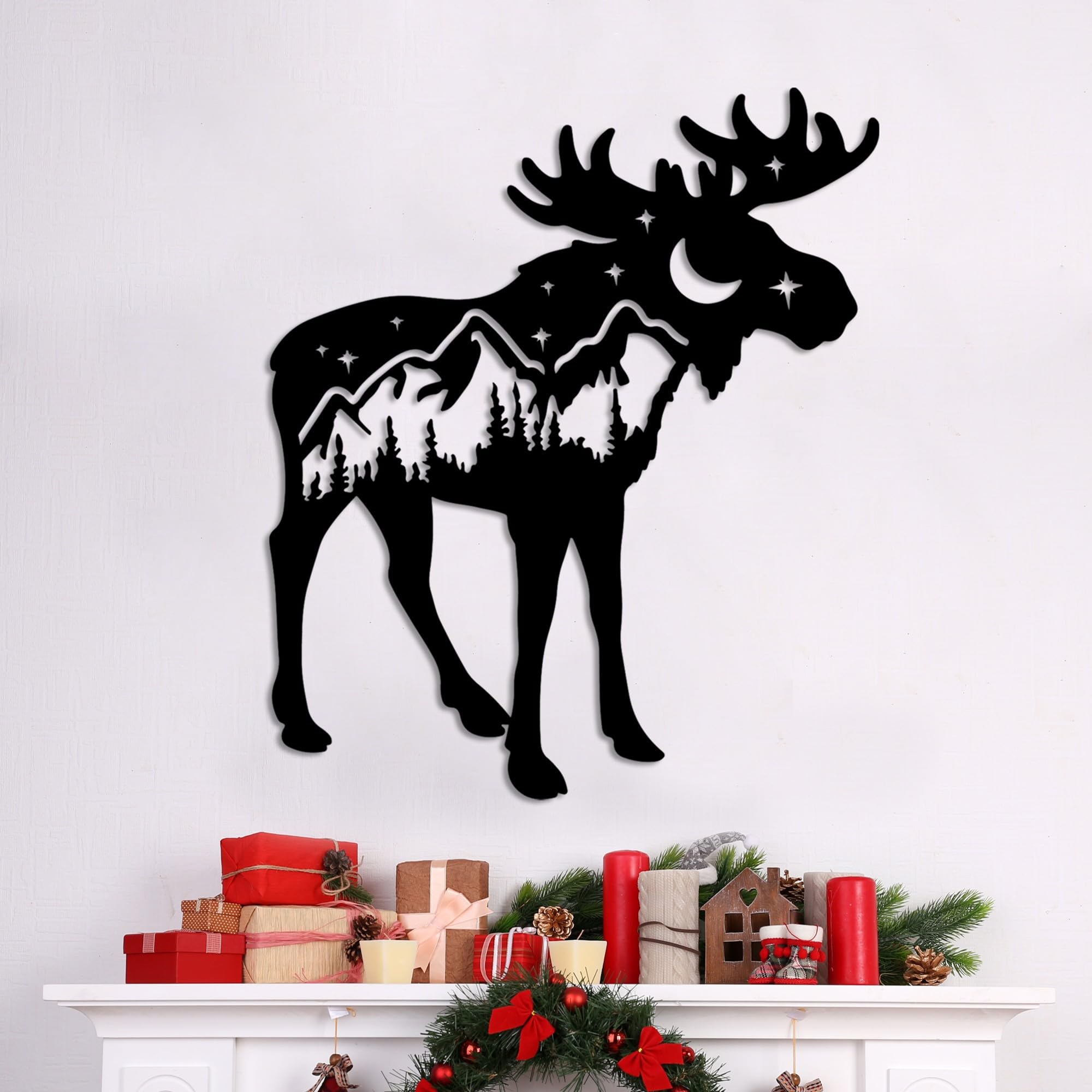 Stylish Black Decorative Metal Wall Accessory, 60 x 69 cm, 100% Metal, 1.5 mm Thick, Easy Wall Mounting, Perfect for Modern Home Decor