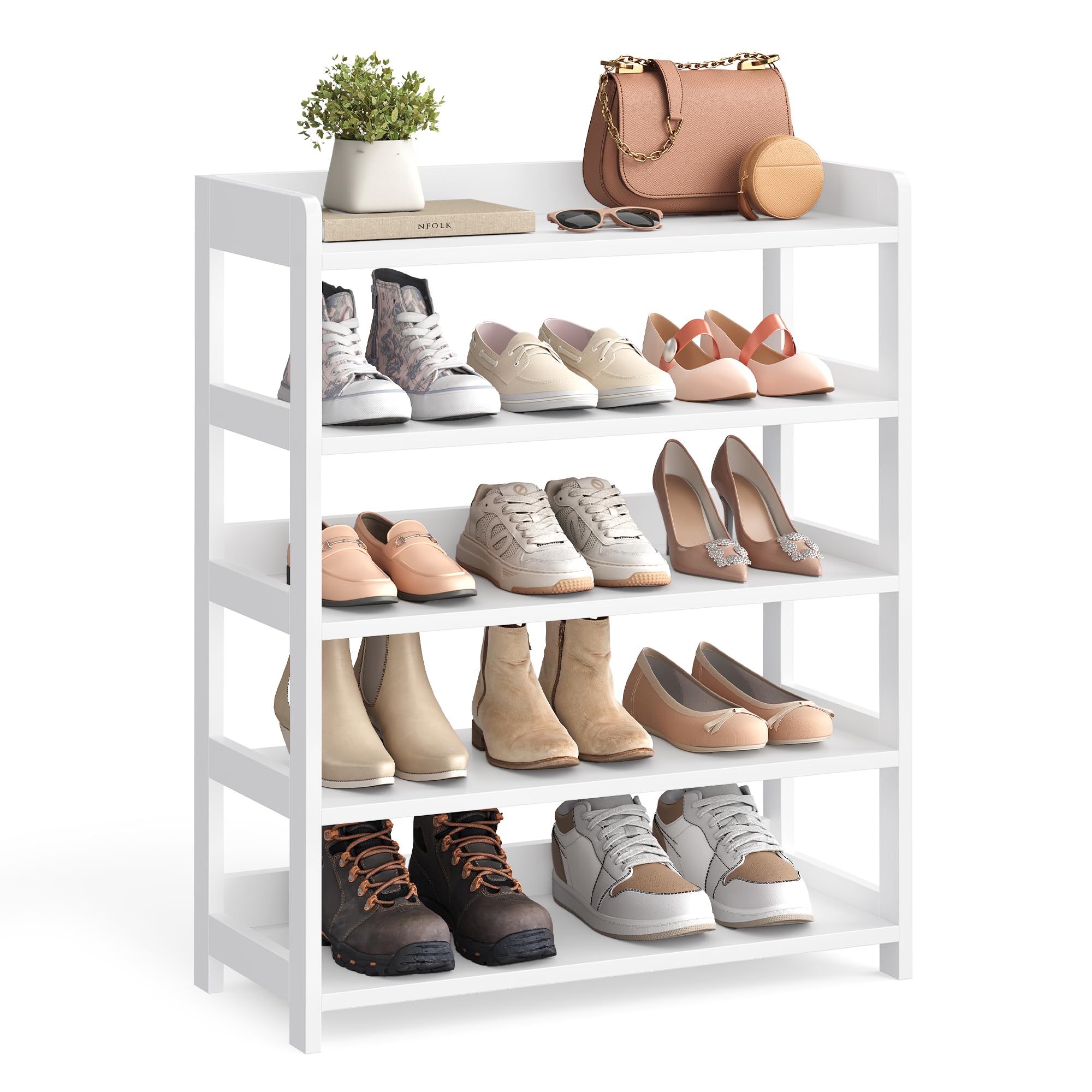 VASAGLE 5-Tier Shoe Rack, Open Shoe Storage with Top Tray