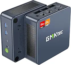 GMKtec Mini PC Gaming pré-instalado Windows 11 Pro, K6 AMD Ryzen 7 7840HS Dual NIC LAN 2.5Gbps Desktop Computer, 32GB DDR5 (16GB*2) 1TB PCIe4.0 SSD, USB4.0, HDMI, DP, USB-C, WiFi 6E, BT 5.2