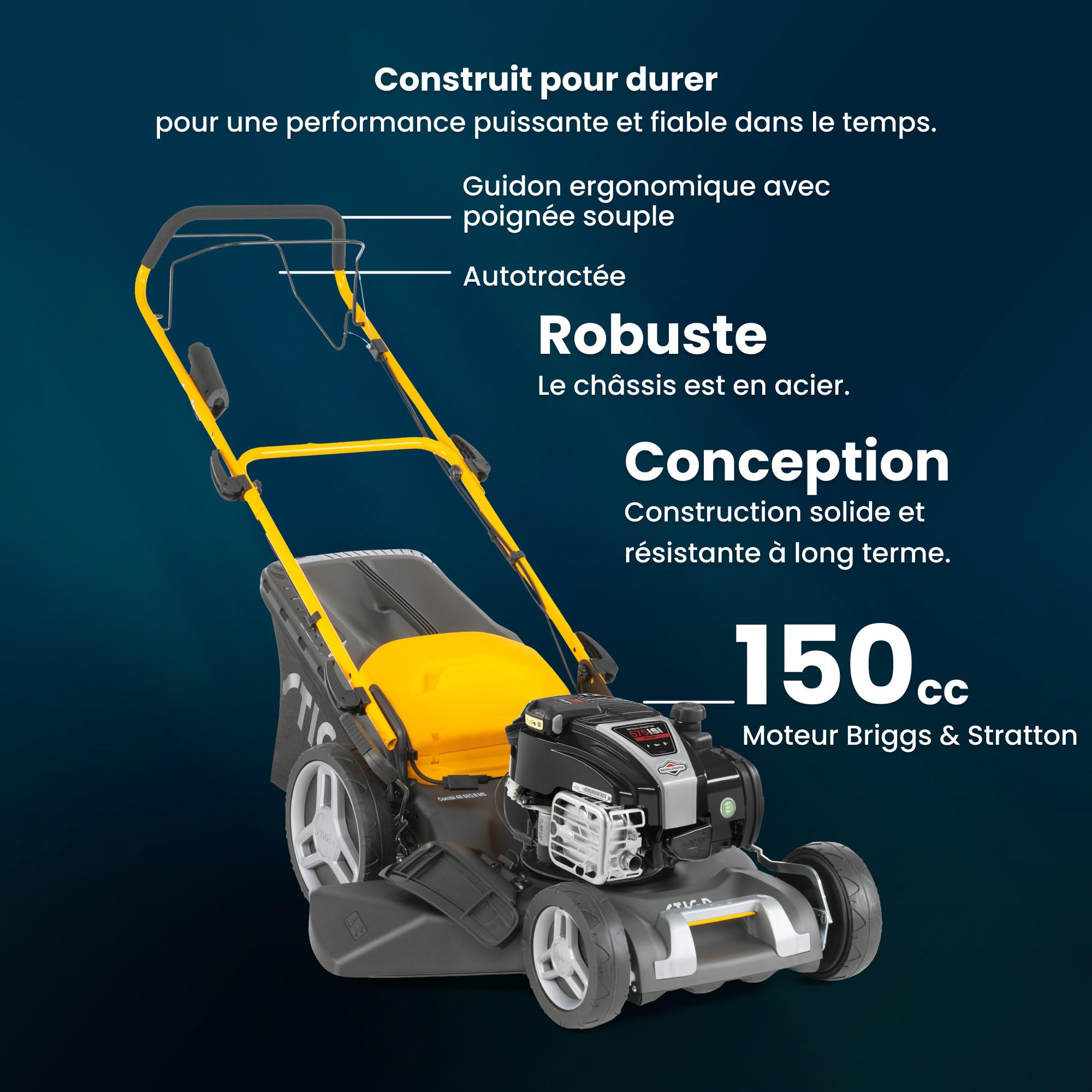 STIGA Tondeuse à Essence autoportée Combi 48 SEQ B MS – Largeur de Coupe 46 cm, Moteur Briggs & Stratton 150 CC, Bac Hybride 60L, Fonctionnalité 4-en-1 pour Jardins Jusqu’à 1200 m²