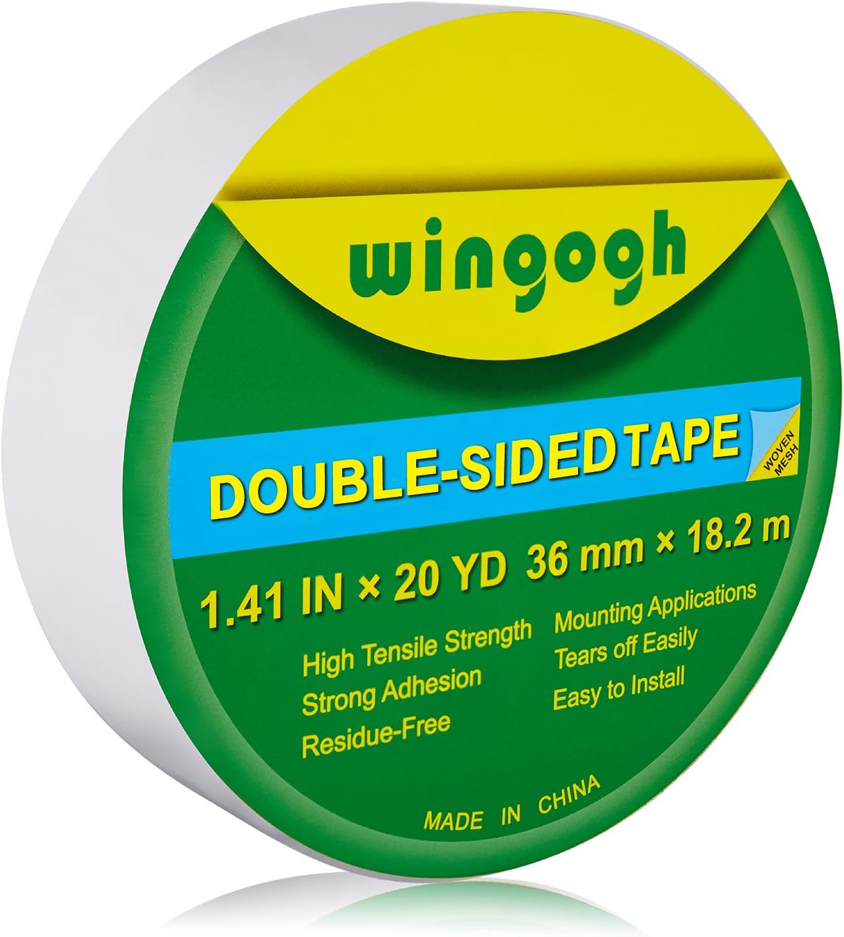 Wingogh Double Sided Tape - Multi-Purpose Double Sided Duct Tape Perfect for Carpet Rug Indoor and Outdoor Removable Heavy Duty Mounting Tape, 1.41-Inch by 20-Yards