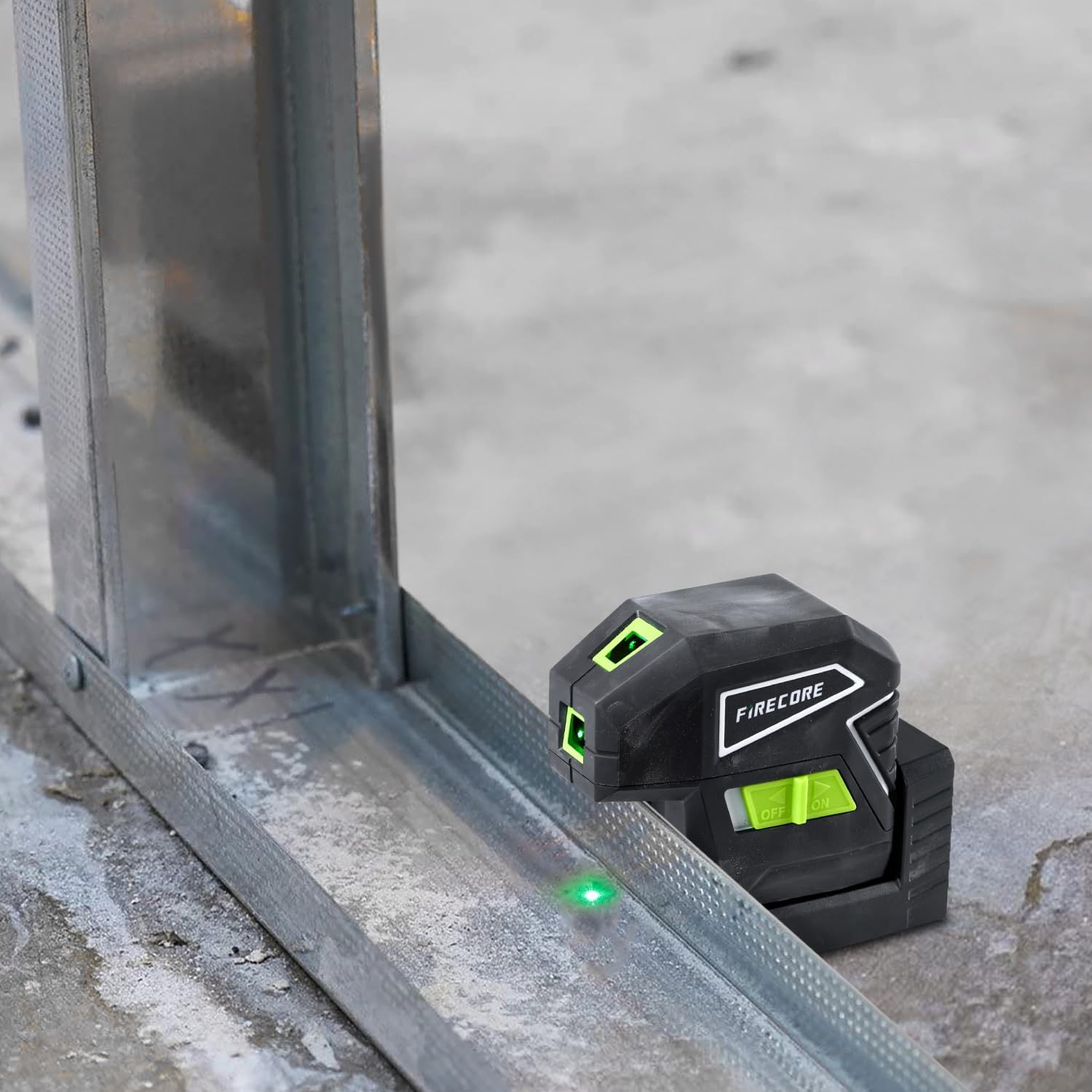 Firecore 3 Spot Laser Level, Green Beam Self-Leveling Laser Plumb Bob with Magnetic Base, 131-Foot Range, 2 AA Batteries and Carry Pouch Included - F301G