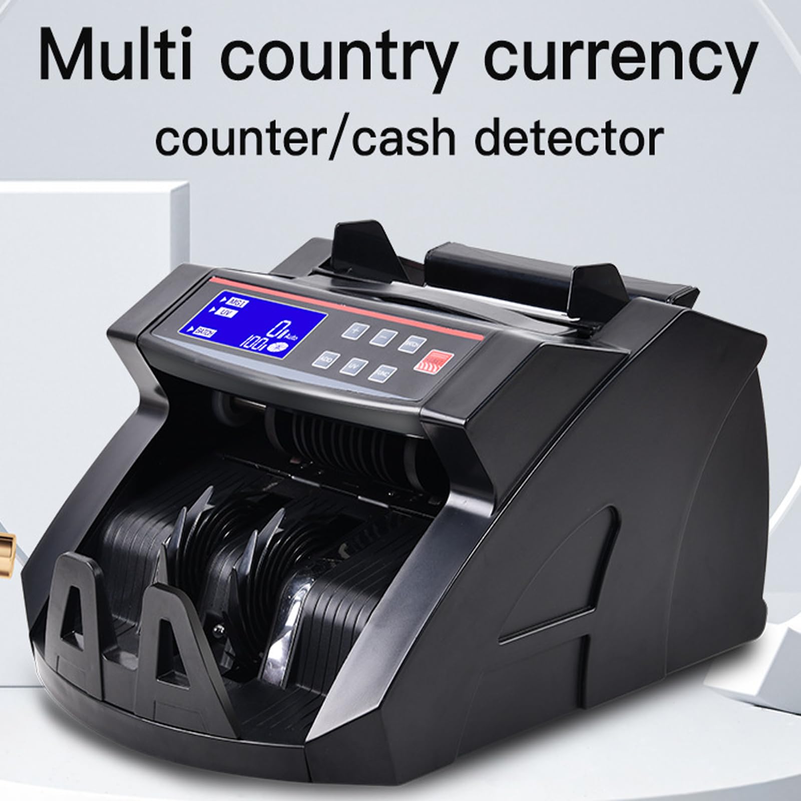 Detector LED de billetes falsos para USD/EUR/JPY/HKD, doble detección UV/Mg, máquina contadora de efectivo para empresas comerciales multinacionales