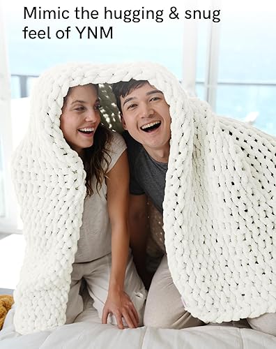 Miniatura 6 de YnM Manta gruesa, de peso medio, tejida a mano con hilo Chenielle, agradable al tacto, ventilada y transpirable, lavable a máquina, pieza de