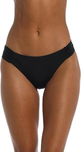 Sunshine 79 Women's Standard Side Shirred Hipster Bikini Swimsuit Bottom, Black/