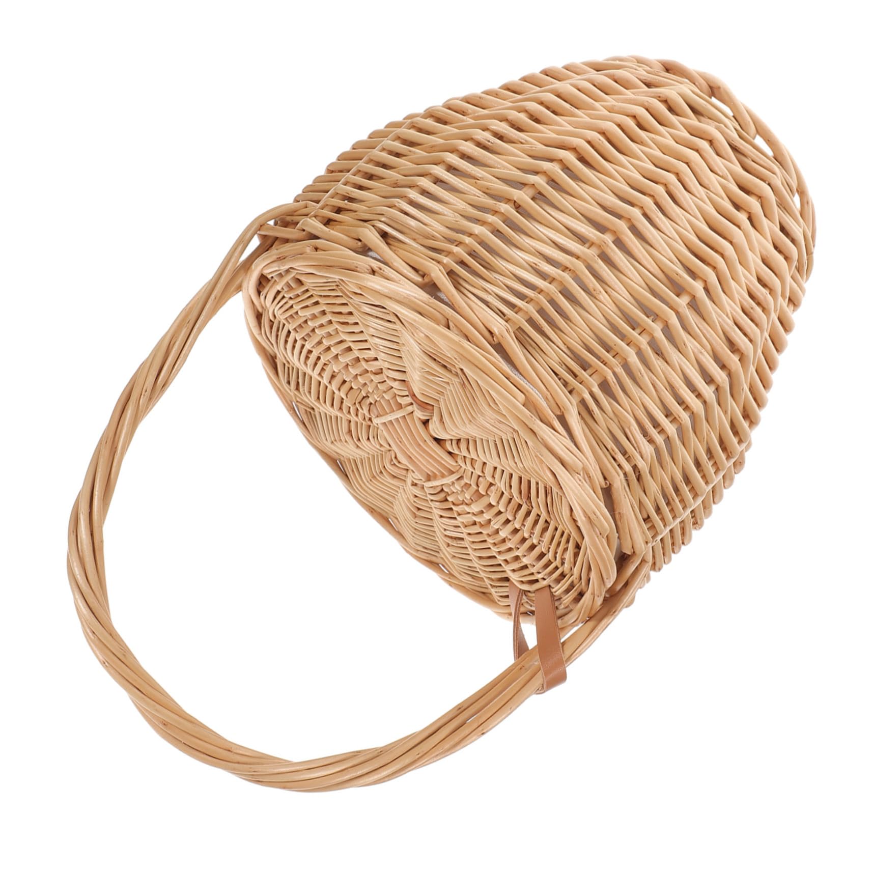 Bolso de Mano Tejido Artesanal para Mujer Bolso de Mimbre Decorativo Gran Capacidad Adecuado para Almuerzos Flores y Regalos