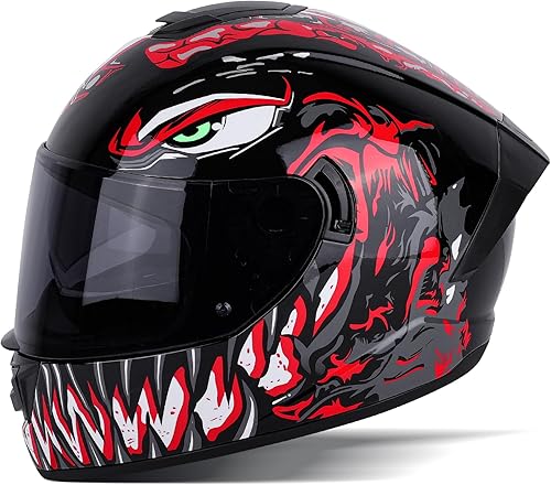 BSDDP - Casco de motocicleta de cara completa unisex para adultos, aprobado por DOT, para motocicleta, ciclomotor, Street Bike Racing Crash con