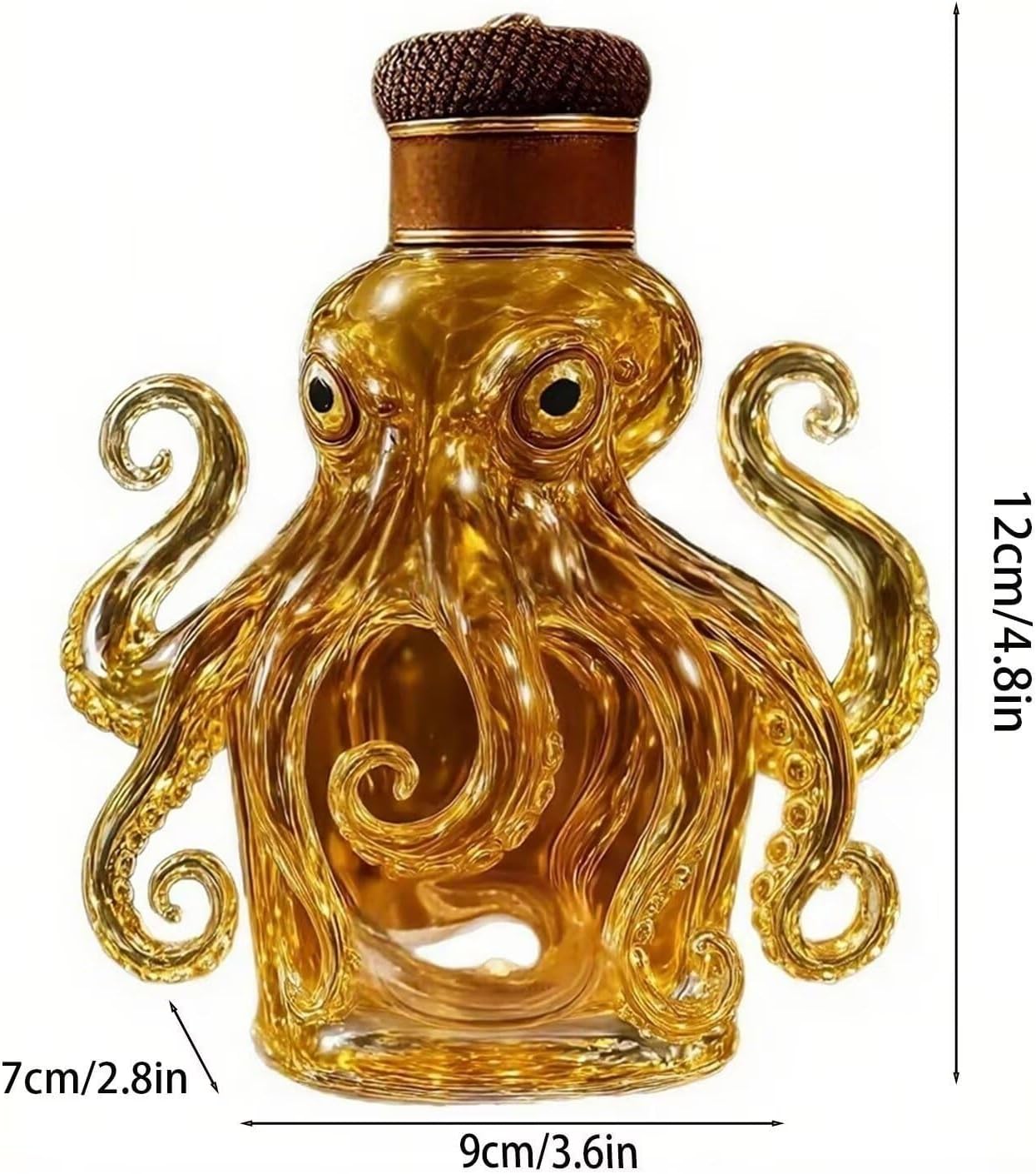 350ML ウィスキ一デカンタ ウイスキーボト ワインデカンタ アート置物 - 3Dタコ型ウイスキーワインボトル、クリエイティブな動