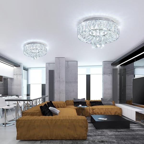 dolria Modern Crystal Chandeliers for Living Room LED Dimmable Pendant Lighting for Dining Room