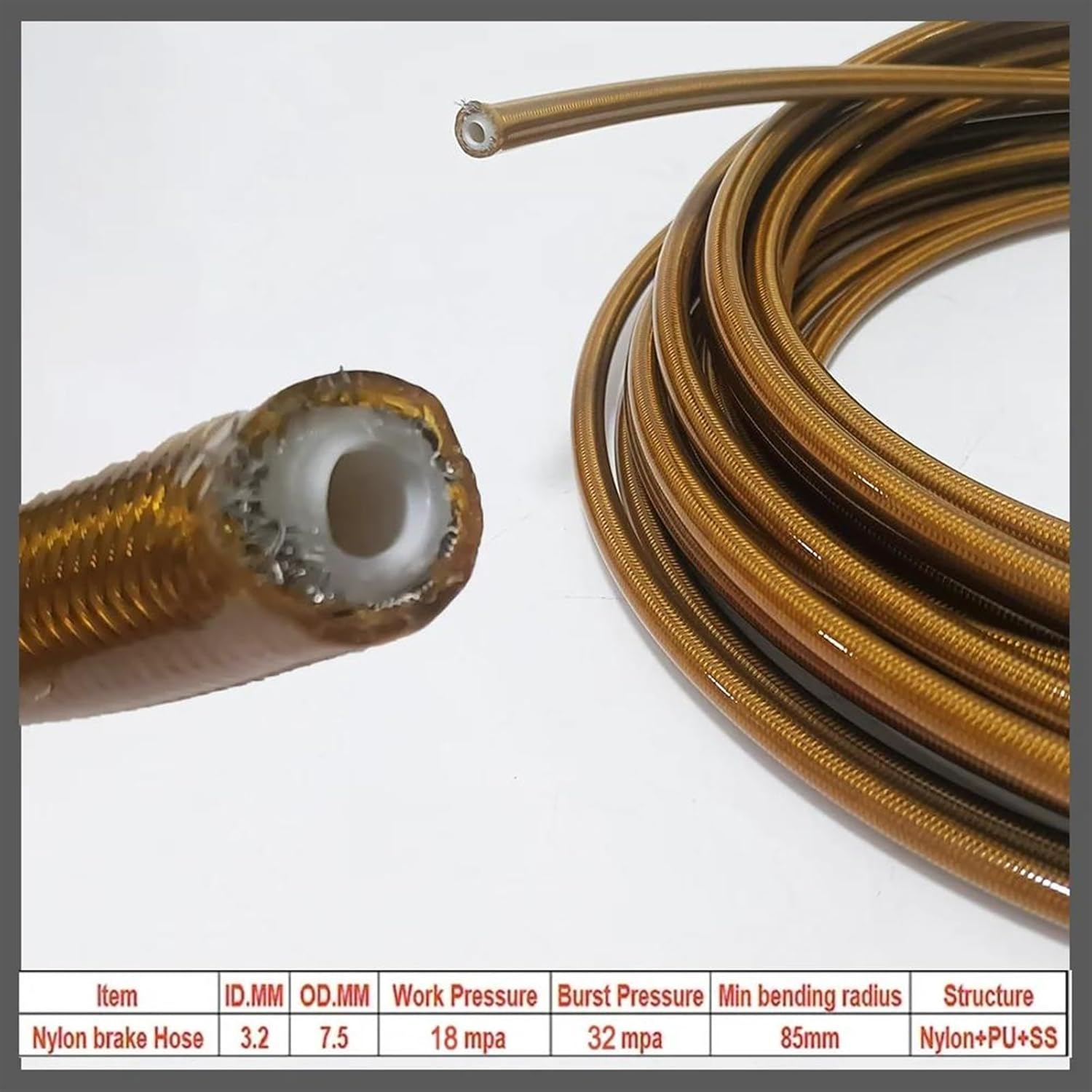 バイクのブレーキライン 1M-10M オートバイ編組ステンレススチールナイロンブレーキラインホース流体油圧ホースガソリンオイル燃料ラ