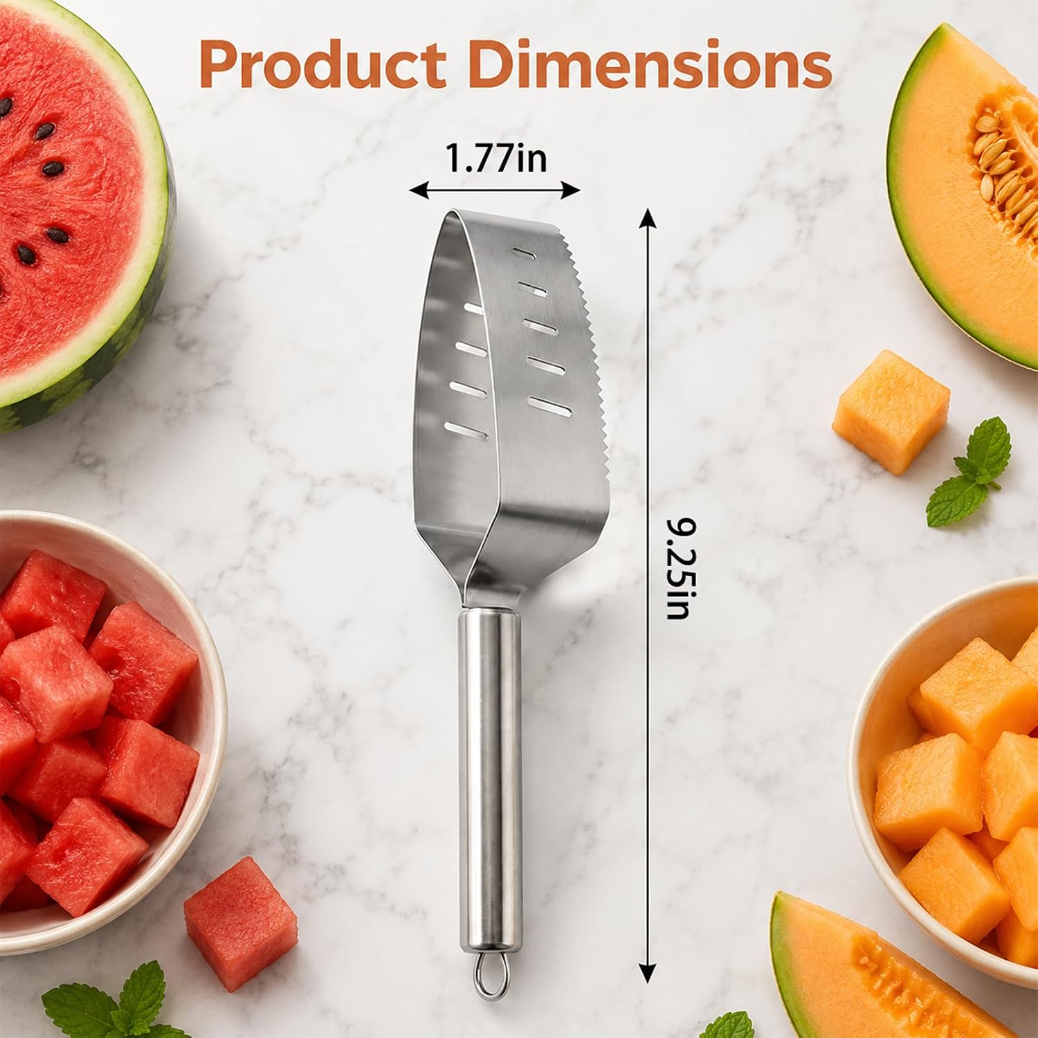 Triangle Watermelon Cutter, 2026 Upgraded Stainless Steel Watermelon Slicer with Wooden Handle, Fruit Cutter for Watermelon Melon Apple (2 pack)