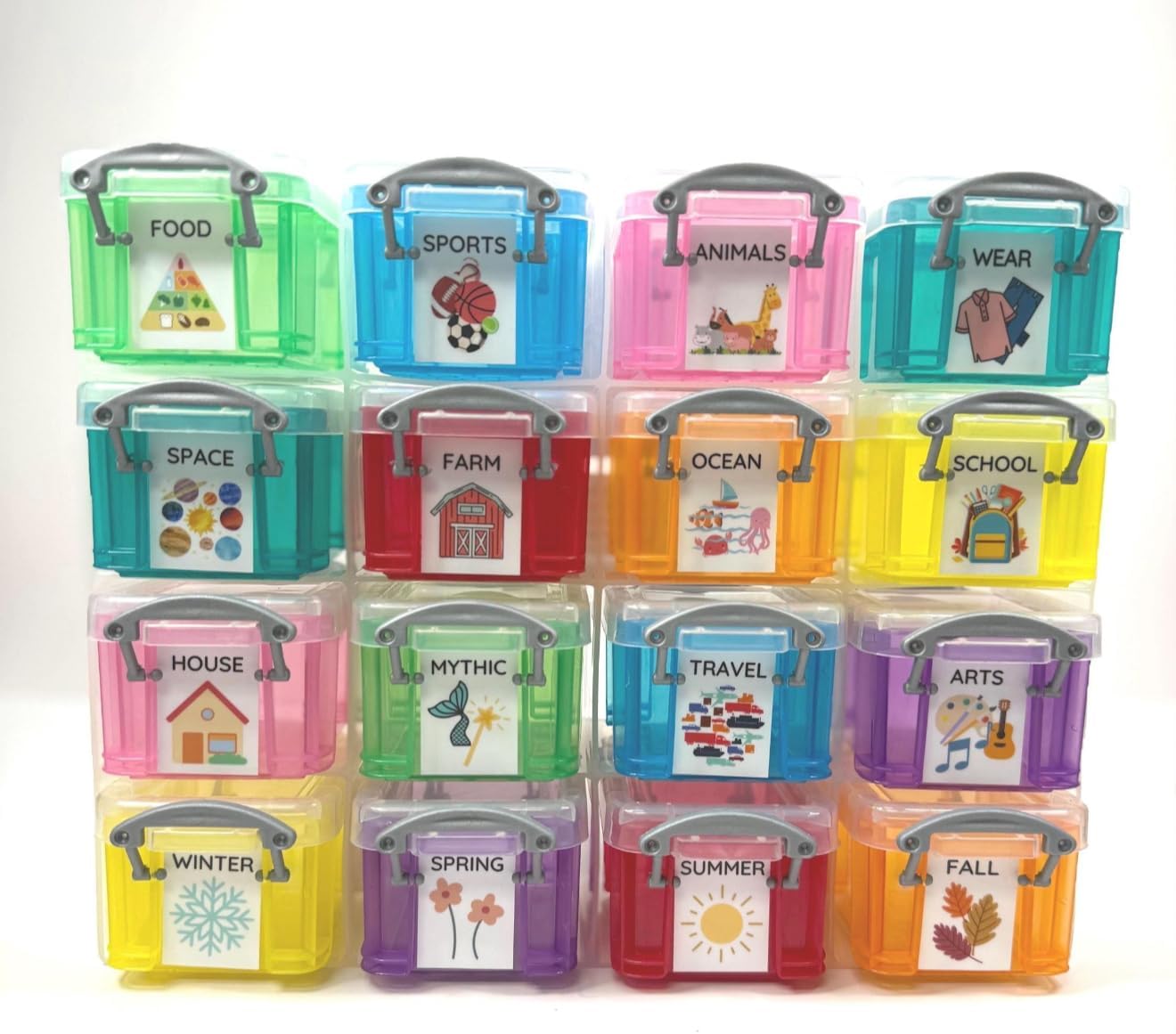 Theme Objects Set, 200+ Sorting Trinkets with Labeled Storage Boxes for 16 Themes from Speech and Smile