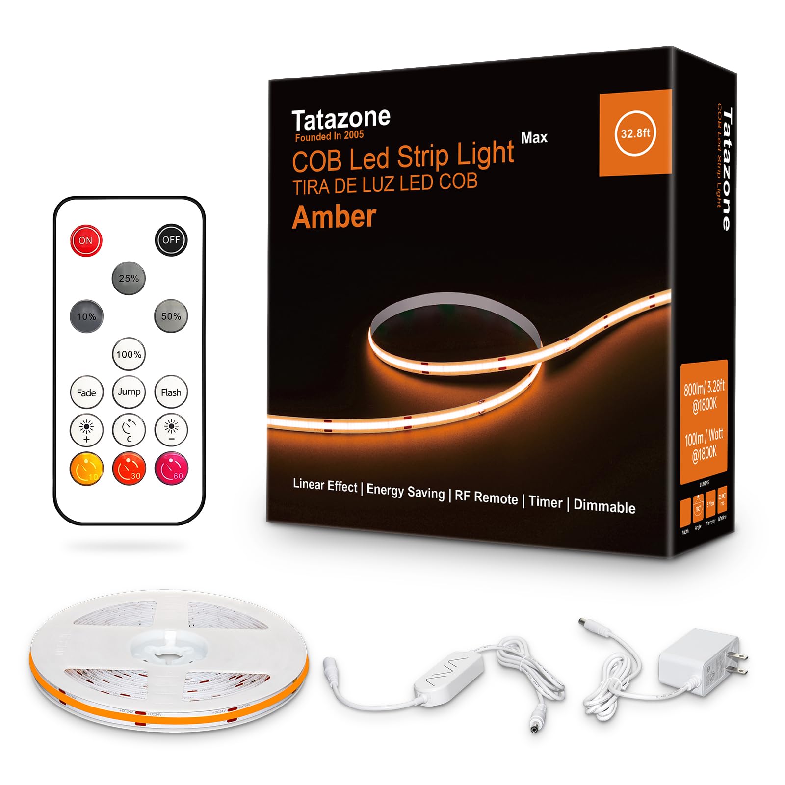 Amazon.com: Tatazone 32.8ft 1800K COB Led Strip Lights with RF
