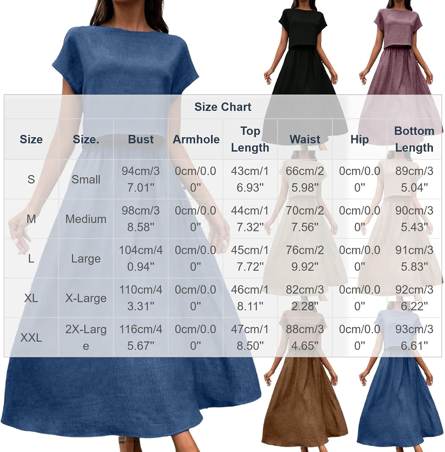 Women's 2 Piece Maxi Skirt Sets Summer Casual Cropped Top High Waisted Long Skirts Dressy Beach Vacation Clothes