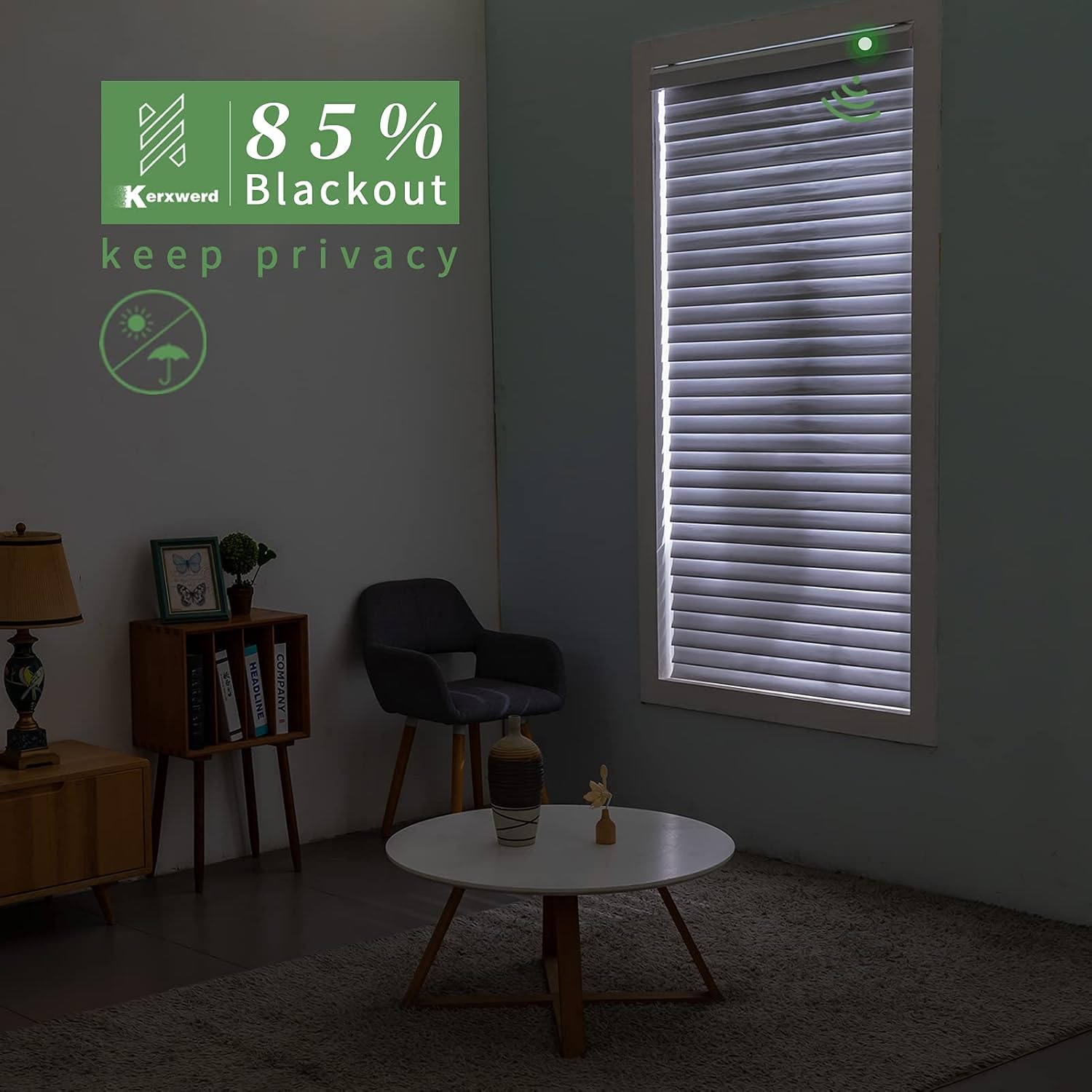 Motorized Blinds Shangri-la Shades Compatible with Alexa Google Home Light Filtering Smart Window Blind Customizable 85% Blackout White