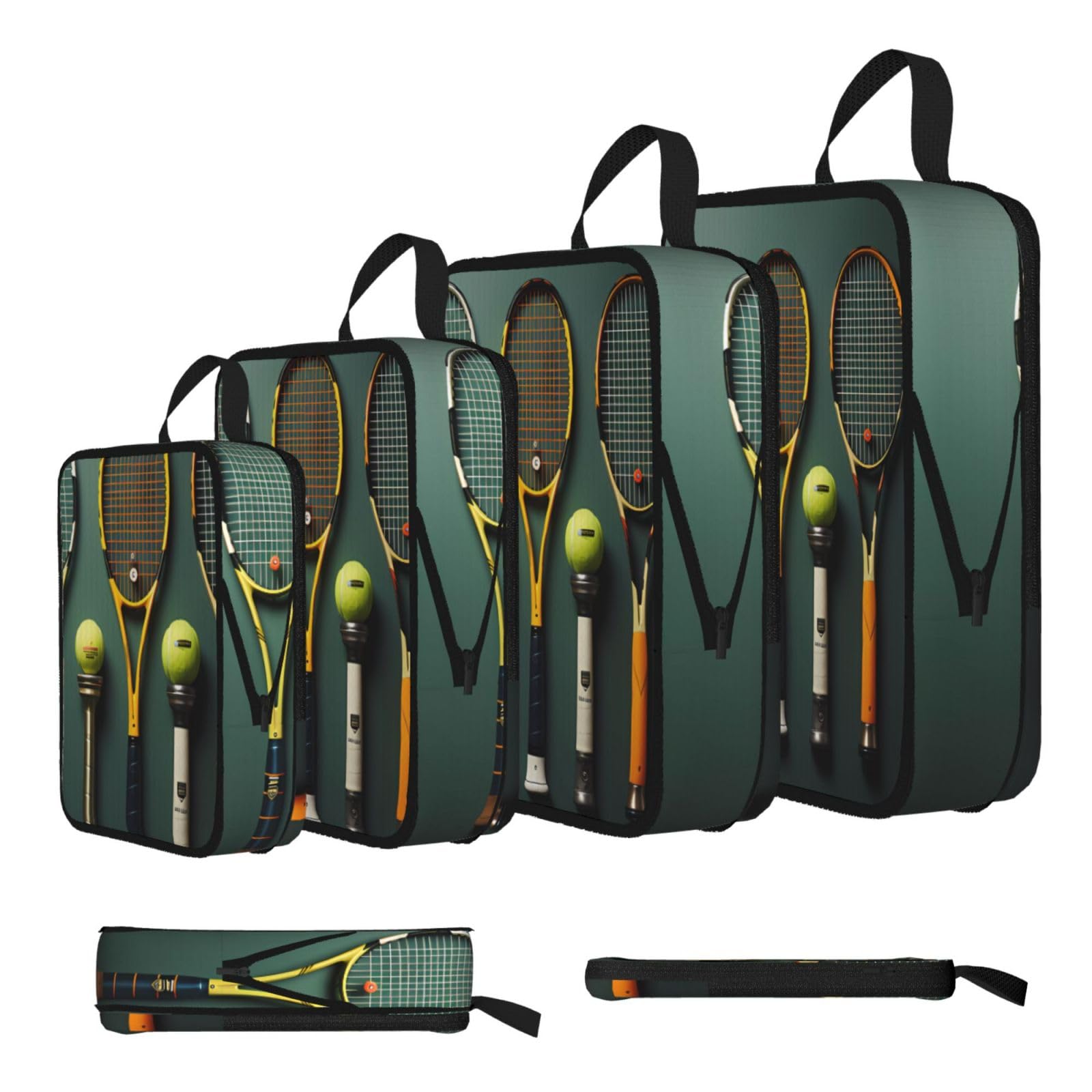 Tennis balls and rackets Compression Packing Cubes 4 Piece Set