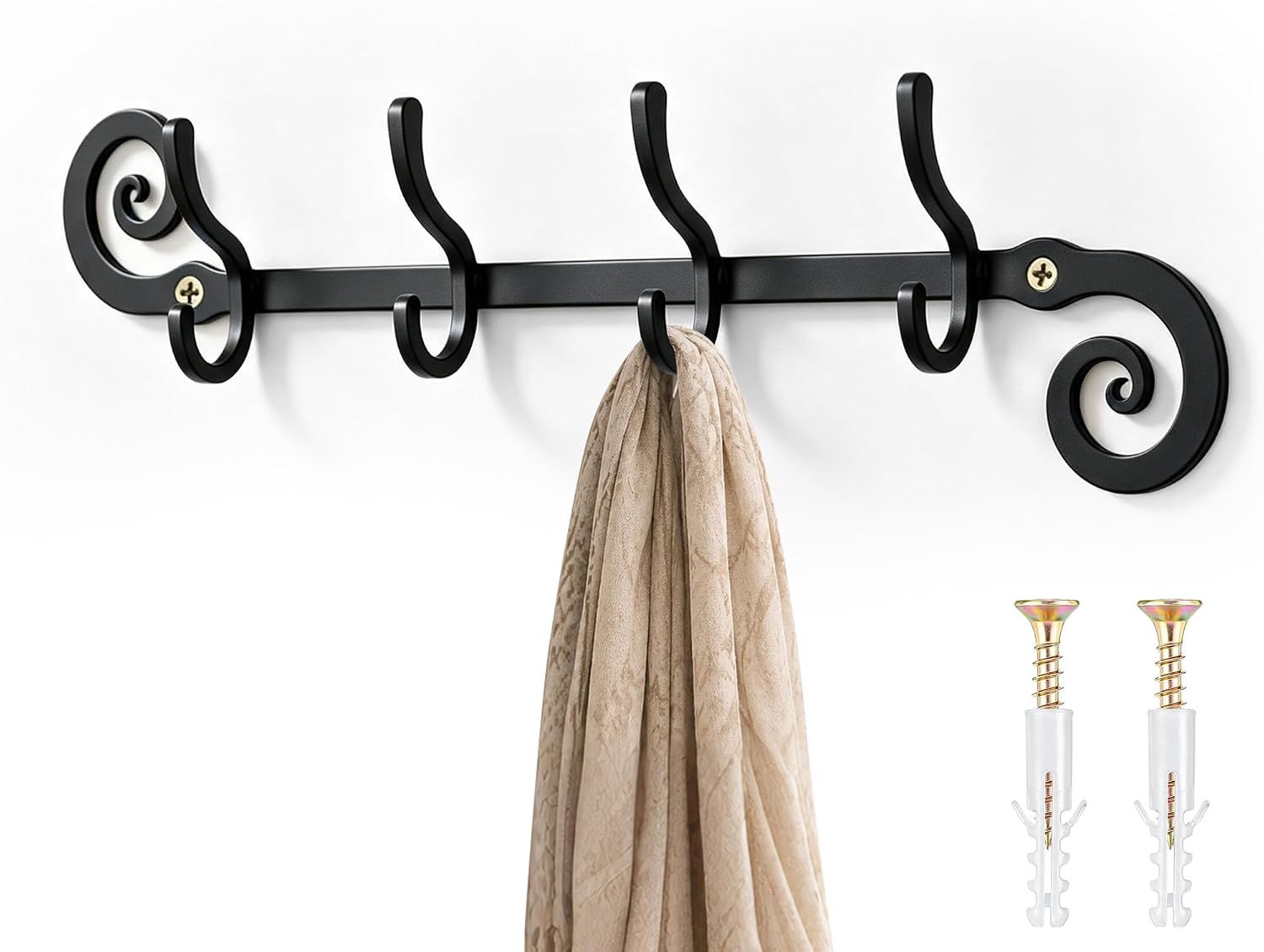 Key Holder for Wall, Swirl Decorative Wall Mount Rack for Entryway, 1 Pcs