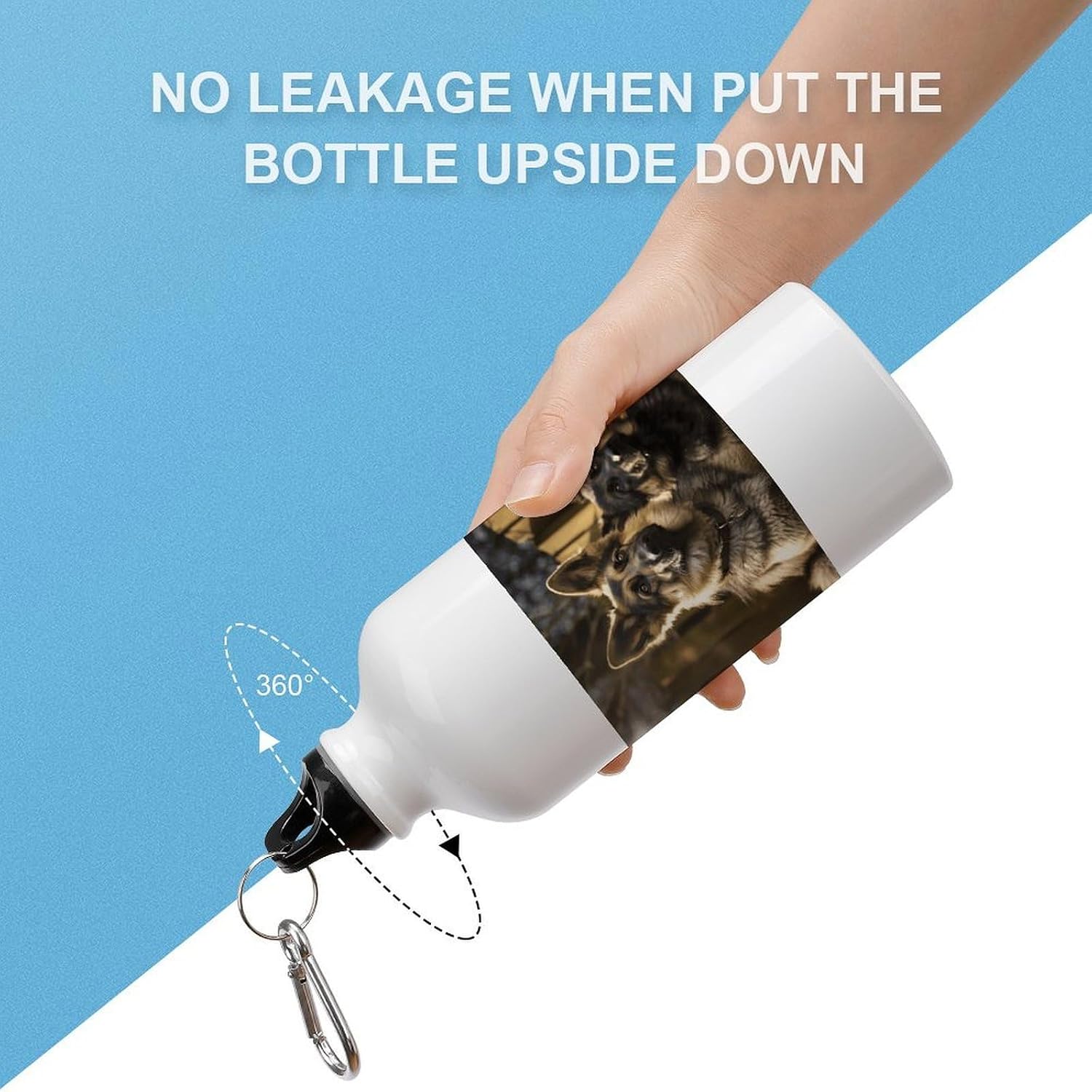 Aluminum Sports Water Bottle with Carabiner Clip & Leak-Proof Lid image 3