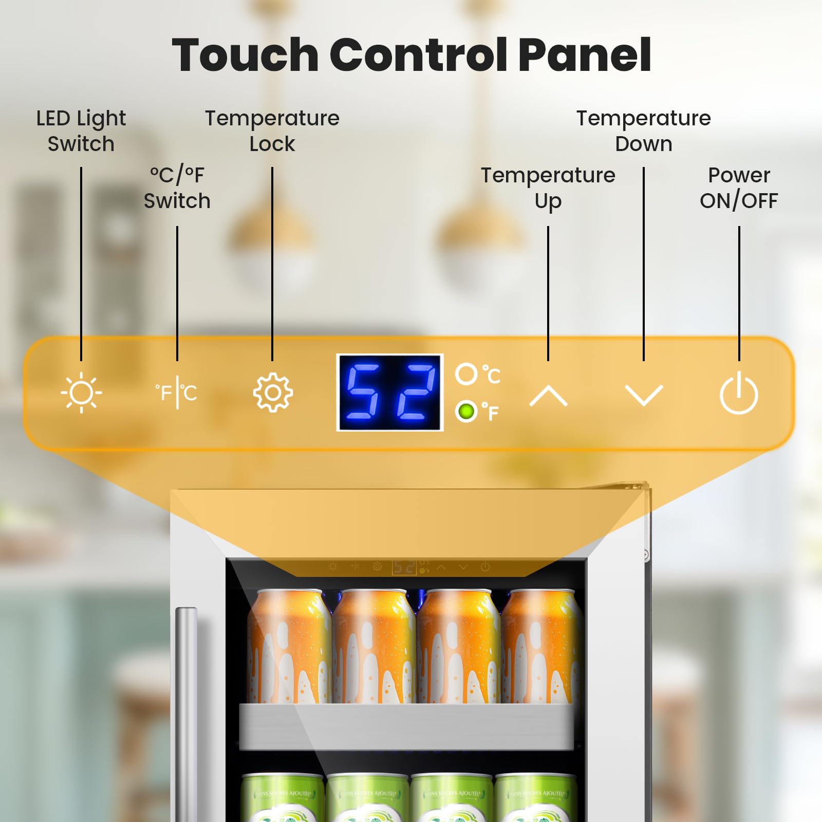Vinecold 15 Inch Beverage Refrigerator,130 Cans Under Counter Beverage Fridge With Glass Door For Soda Beer Water, Freestanding Reversible Door Beverage Cooler Refrigerator For Home&Kitchen on Fridge.com - View 3