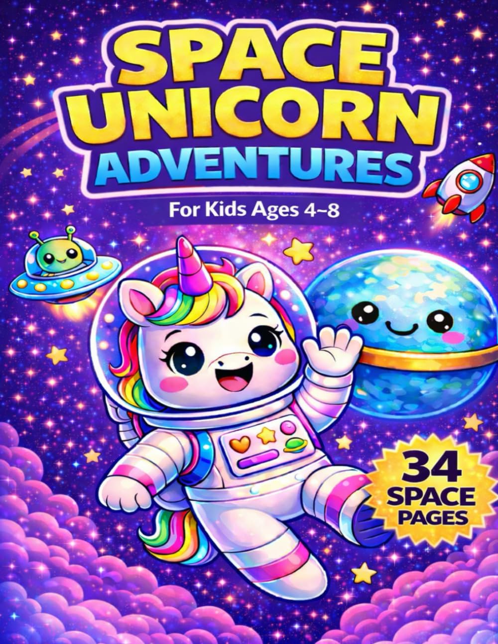 Space Unicorn Adventures: Tully’s Sweet Space Adventure – Adorable & Easy Coloring Pages for Kids Ages 4–8