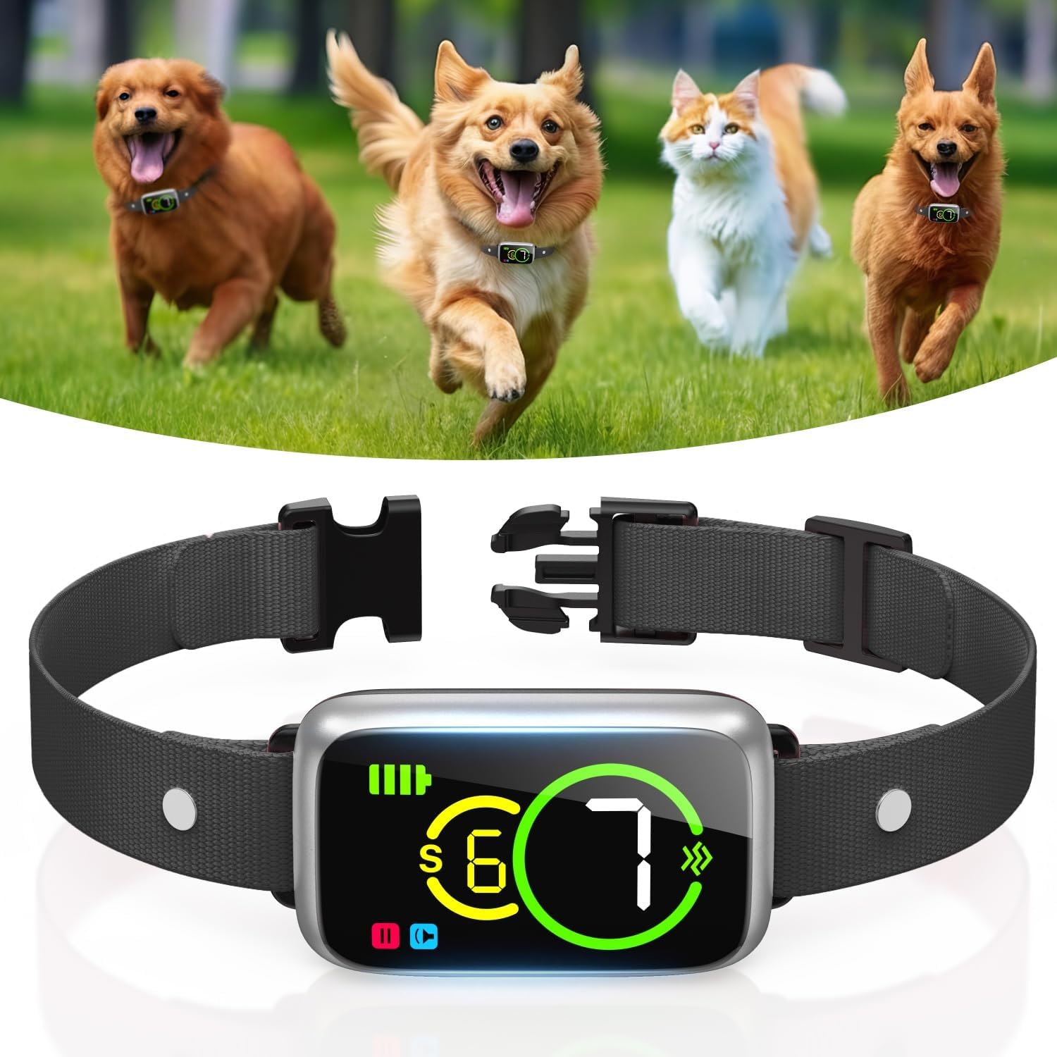 Bark Collar, Dog Bark Collar for Large Medium Small Dog, Anti Barking Collar, Bark Collar for Small Dogs 5-15lbs, Barking Collar Pro， Barking Collar, No Bark Collar for Dogs Silver A12