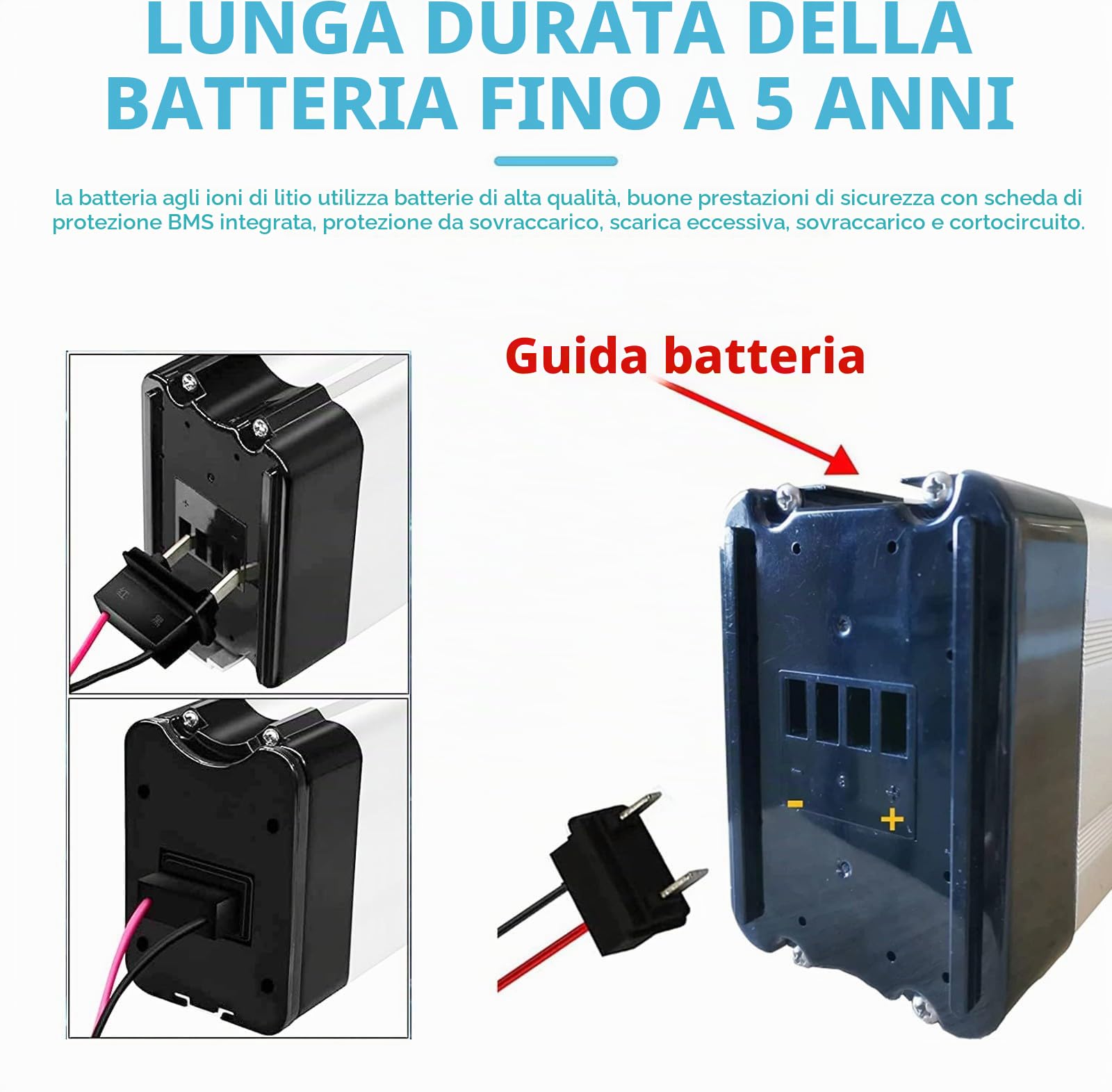 Batteria per Bici elettrica 36V 13Ah, Batteria Ebike 36V 13Ah Impermeabile PVC BMS incorporato con Caricabatteria 36V 13Ah