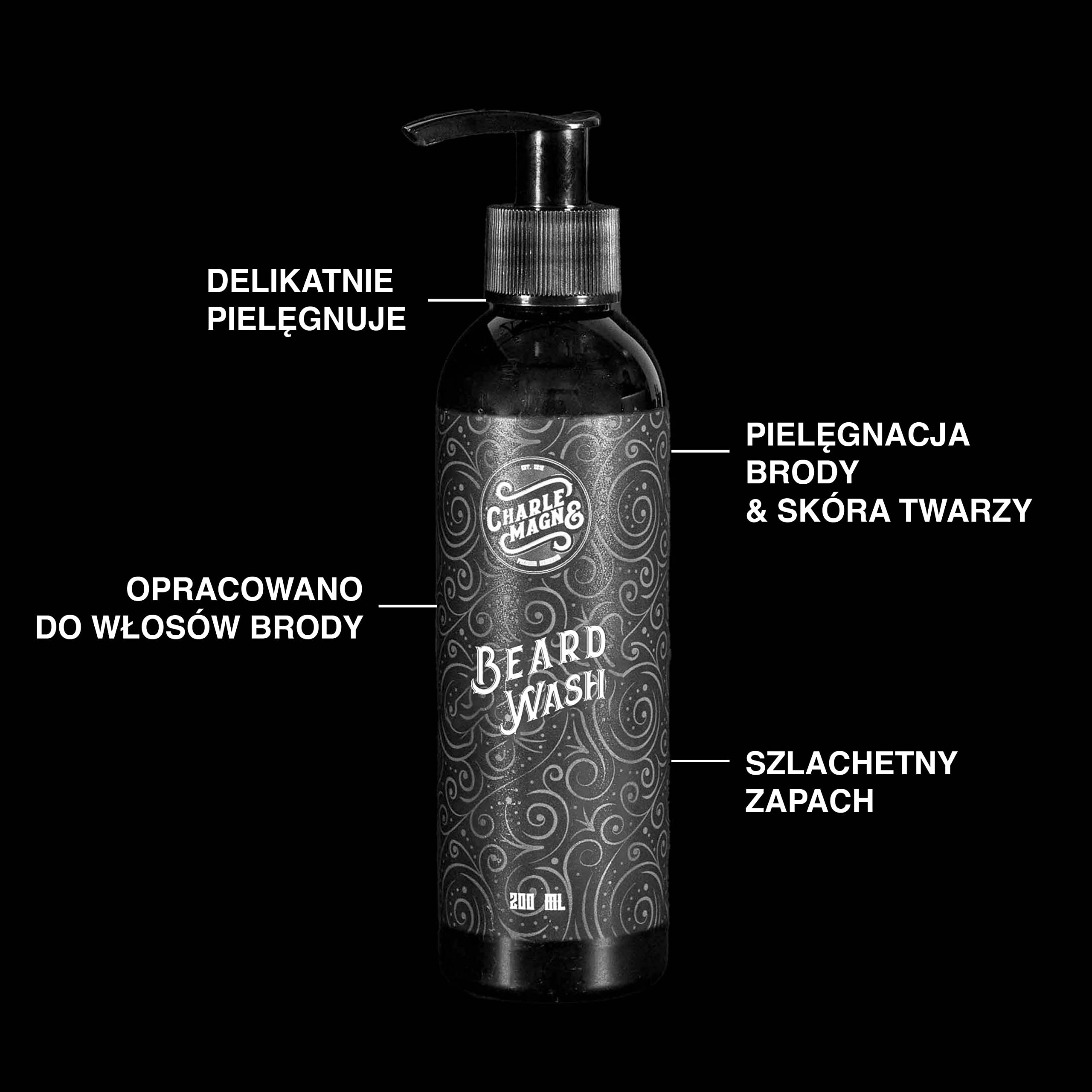 Charlemagne Beard Wash – szampon do brody dla mężczyzn Made in Germany – Płyn do mycia i pielęgnacji brody, wąsów oraz nawilżenia skóry