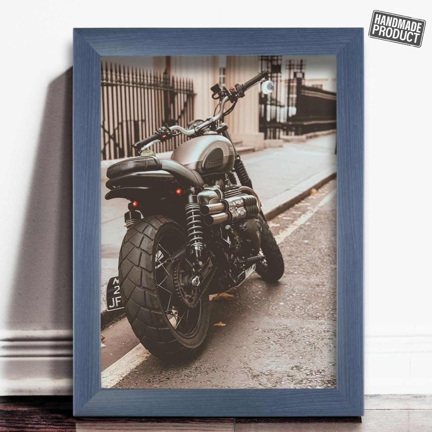 OGK Thirtyfive - Bilderrahmen 50x50 cm quadratisch Schiefer-Blau mit MDF Holz Rahmen vollummantelt, Anti-Reflex Kunstglas 1 mm und HDF Rückwand 3 mm - Fotorahmen für Hoch- und Querformat