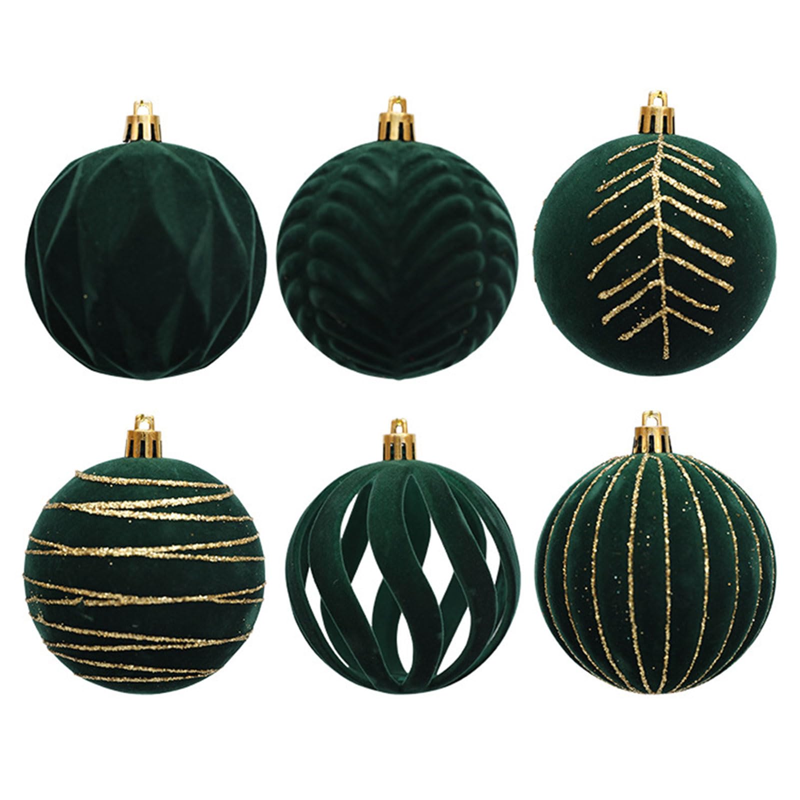 6Pcs Festives Christmas Baubles Velvets Flocking Tree Decorations for Home and Offices Stylish Hanging Pendant Jewelry Christmas Tree Ornament