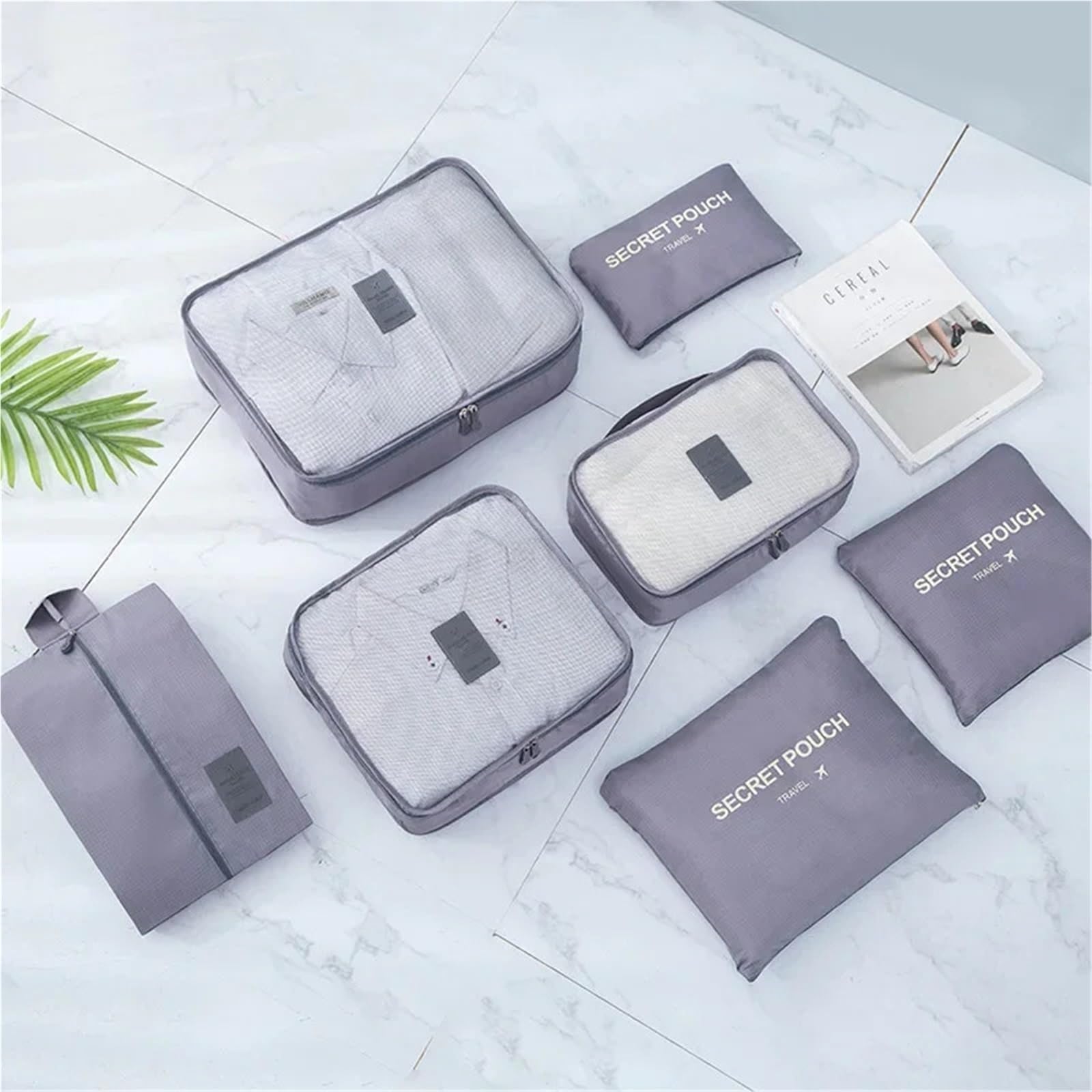 6 pezzi Borse portaoggetti da viaggio portatili Organizzatore di valigie impermeabile Borsa for bagagli Armadio Vestiti Scarpe per Vestiti, Scarpe, Cosmetici(Green)